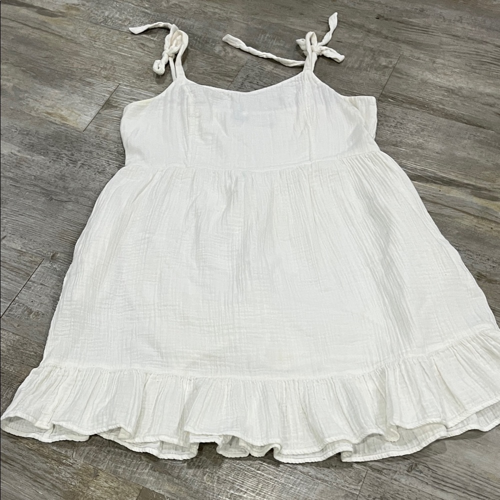Old Navy dress sun white XL tall White Sleeveless Dress‎ with Ruffle Hem - Picture 3 of 9